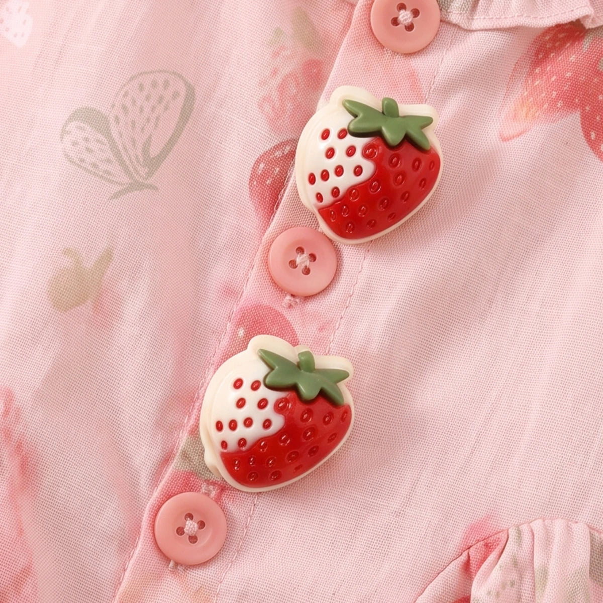 Girls Light Pink Strawberry Print Sleeveless Top With Pants Sets 2 pc. Sets