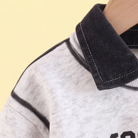 Boys Grey Typographic Polo Sweatshirt & Denim Pants Sets Sets