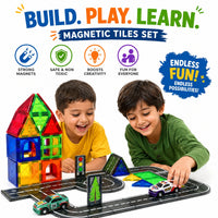 Multicolour 3D Magnetic Tiles Construction Vehicle Set with Road Tracks Trending Accessories