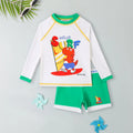 Boys Dinosaur Cartoon Print T-Shirt With Green Shorts Swimwear Sets Sets Green 3-4 Y