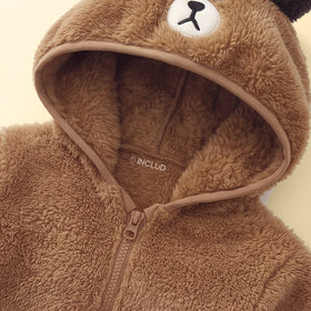 Boys Khaki Fleece Embroidered Hooded Jacket Coats & Jackets