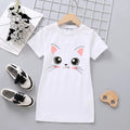Girls Off White Cat Graphic Short Sleeve T-Shirt Dress Casual Dresses Off White 4-5 Y