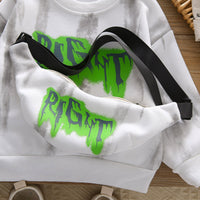 Boys White Right Printed Sweatshirt With Sling Bag and Pants Set Sets