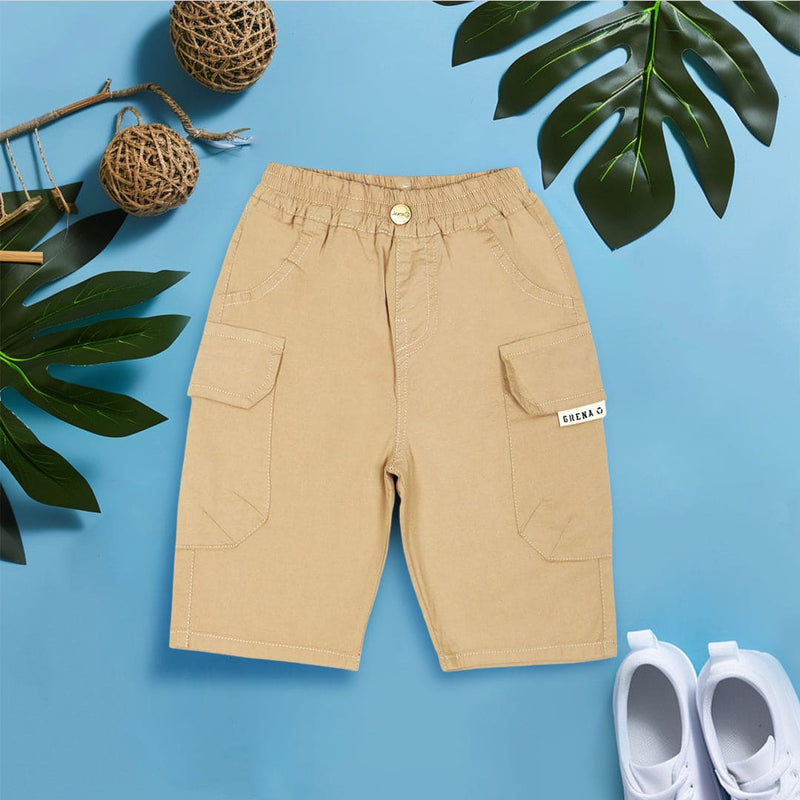 Boys Elasticated Cargo Pocket Shorts Shorts Beige 1-2 Y 