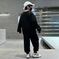 Boys Black Graphics Printed Oversized Sweatshirt With Jogger Co-ord Sets Sets