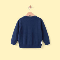 Boys Navy Blue Long Sleeve Dinosaur Cartoon Graphic Sweater Sweaters & Cardigans
