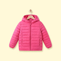 Girls Pink Hooded Quilted Puffer Jacket Coats & Jackets Pink 2-3 Y