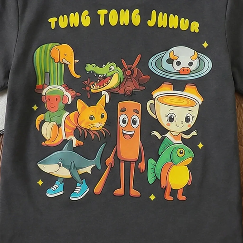 Boys Dark Grey Animal Graphic Short Sleeve T-Shirt Tshirts