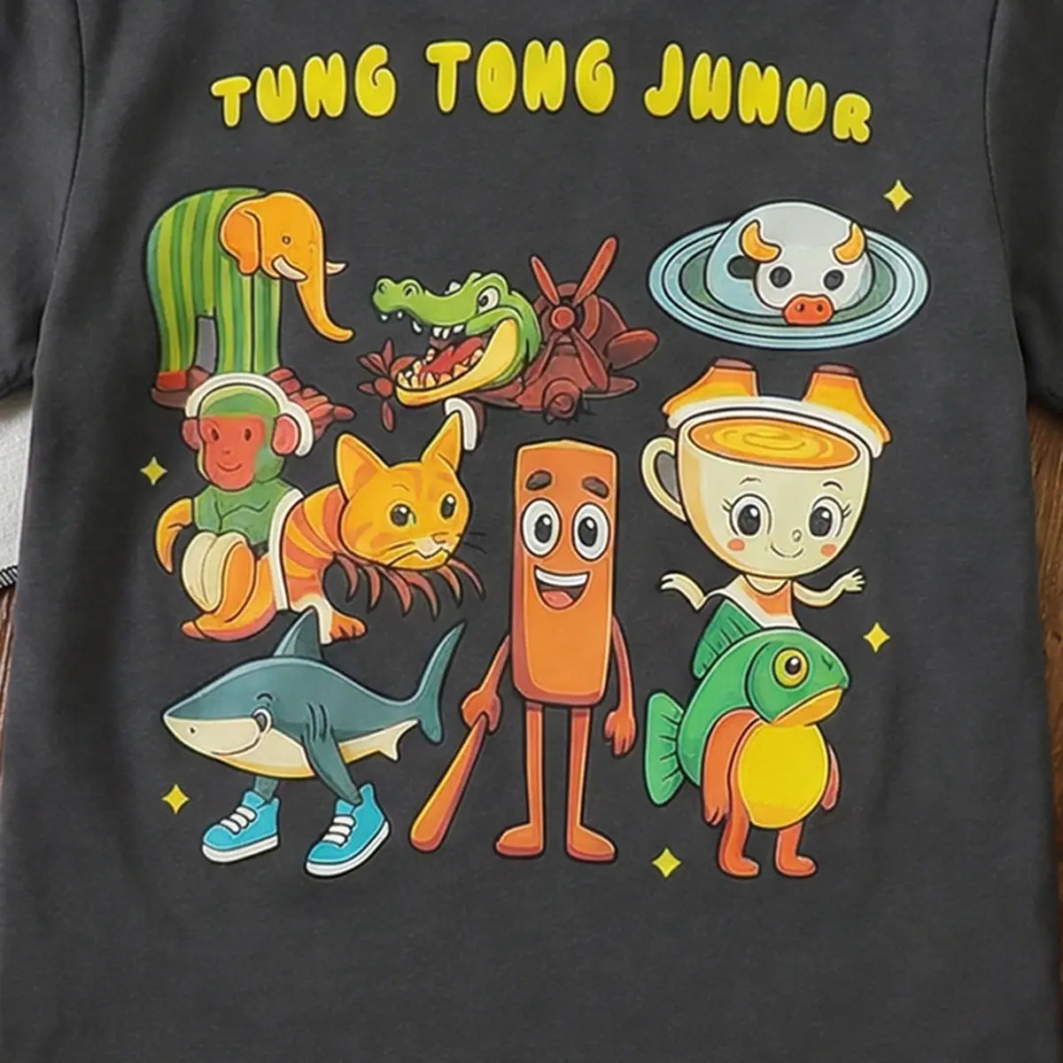 Boys Dark Grey Animal Graphic Short Sleeve T-Shirt Tshirts