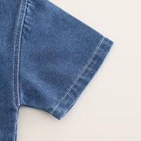 Boys Blue Denim Short Sleeves Shirt With T-Shirt And Cargo Pants Set 3 pc. Sets