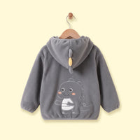 Boys Grey Dinosaur Embroidered Hooded Jacket Coats & Jackets