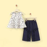 Girls White Floral Sleeveless Top With Pants Sets 2 pc. Sets White 1-2 Y
