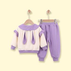 Girls Purple Peter Pan Collar Sweatshirt & Joggers Sets Sets