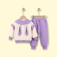Girls Purple Peter Pan Collar Sweatshirt & Joggers Sets Sets