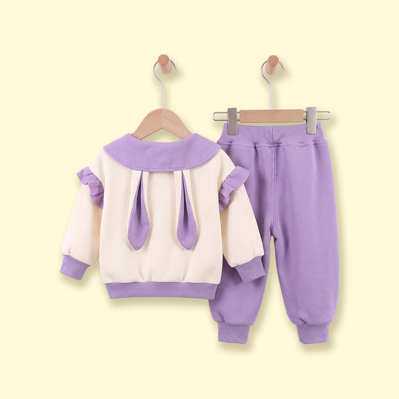 Girls Purple Peter Pan Collar Sweatshirt & Joggers Sets Sets