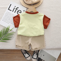 Boys Yellow Car Print Short Sleeve T-Shirt With Elasticated Shorts Set 2 pc. Sets