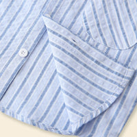 Boys Light Blue Stripes Shirt With Mandarin Collar Shirts
