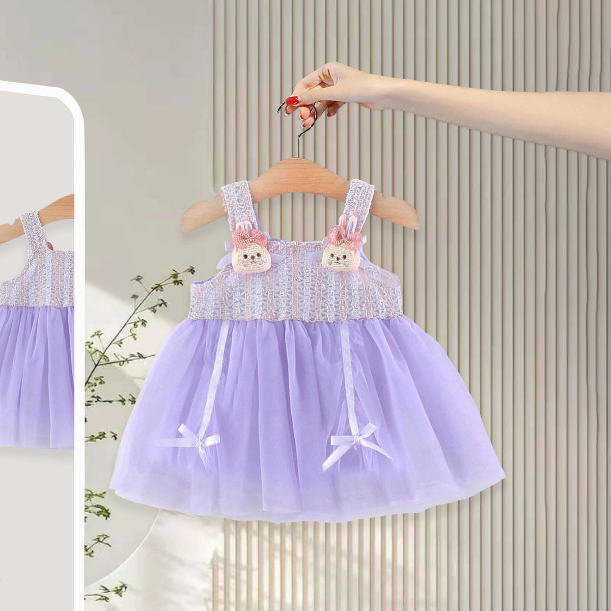 Girls Purple Bunny Applique Tutu Dress Casual Dresses Purple 1-2 Y