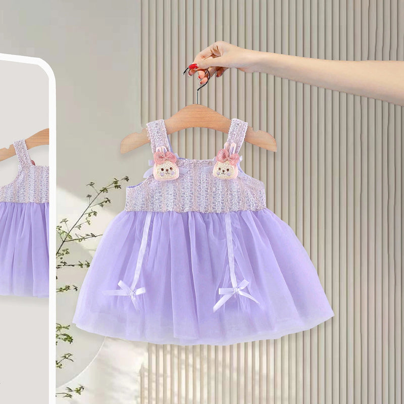 Girls Purple Bunny Applique Tutu Dress Casual Dresses Purple 1-2 Y