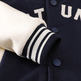 Boys Navy Blue Printed Varsity Jacket with Printed T-shirt & Jeans Set Sets