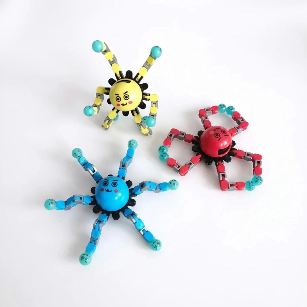 Kids Multicolor Chain-Link Fidget Spinner Toy - Pack of 3 Trending Accessories Multicolor Onesize