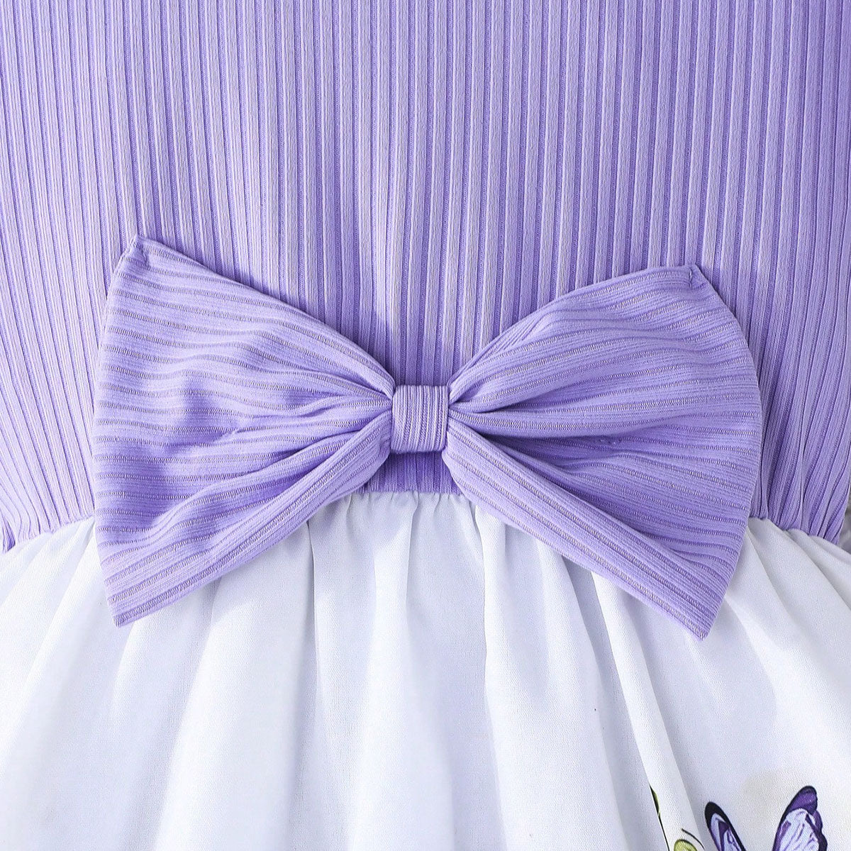 Girls Purple Butterfly Printed Flutter Sleeves Fit And Flared Casual Dress Casual Dresses