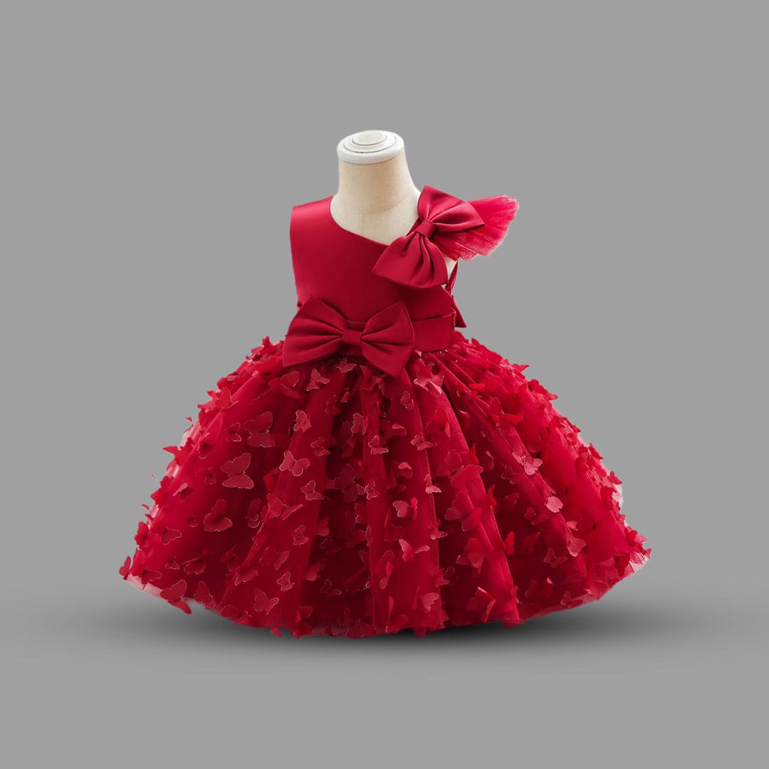 Girls Butterfly Applique Fit & Flare Dress Party Dresses   