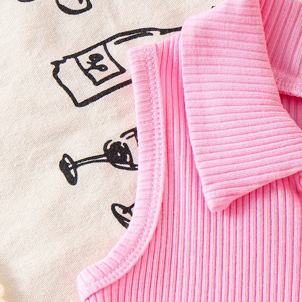 Girls Light Pink Ribbed Polo Top With Shorts Sets 2 pc. Sets