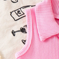 Girls Light Pink Ribbed Polo Top With Shorts Sets 2 pc. Sets