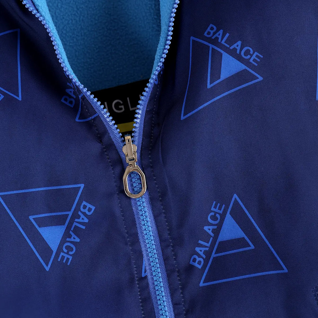 Boys Light Blue Triangle Printed Reversible Hooded Zipper Jacket Coats & Jackets