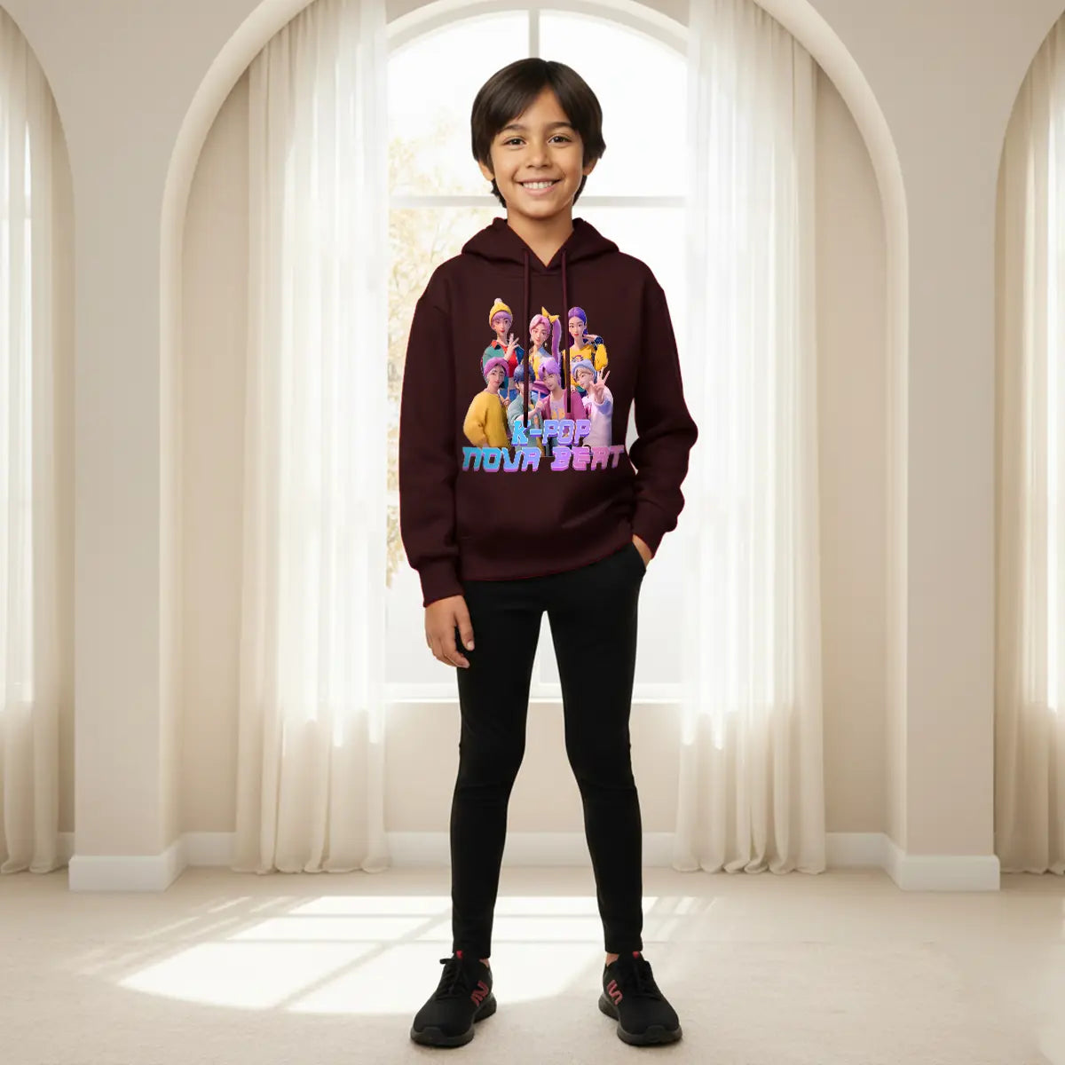 Boys Maroon K-Pop Nova Beat Graphics Hoodies Sweatshirts & Hoodies Maroon 2-3 Y