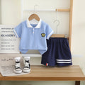 Boys Sky Blue Short Sleeve Polo T-Shirt With Elasticated Shorts Sets 2 pc. Sets Sky Blue 1-2 Y