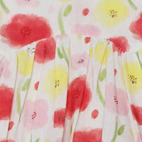 Girls Red Floral Print Tiered Dress With Flutter Sleeves Casual Dresses