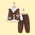 Boys Brown Vest & Pants With Hoodie Sets 3 pc. Sets Brown 1-2 Y