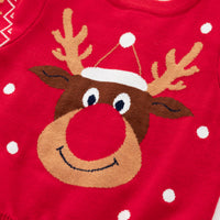 Boys Red Self-Design Christmas Reindeer Sweater Sweaters & Cardigans