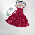 Girls Maroon Polka Dot Print Sleeveless Layered Dress Casual Dresses Maroon 3-4 Y