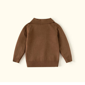 Boys Brown Long Sleeve Jacquard Polo Sweater Sweaters & Cardigans