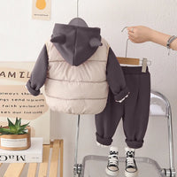 Boys Grey Regular Sweatshirt With Sleeveless Jacket & Trouser Sets 3 pc. Sets