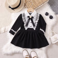 Girls Black Long Sleeve Fit & Flare Dress Casual Dresses Black 1-2 Y