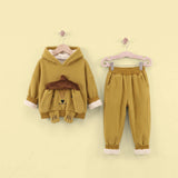 Boys Yellow Ear Applique Regular Sweatshirt With Pants Sets