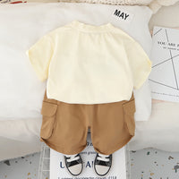Boys Apricot Graphic Bear Printed T-Shirt With Cargo Shorts Set 2 pc. Sets