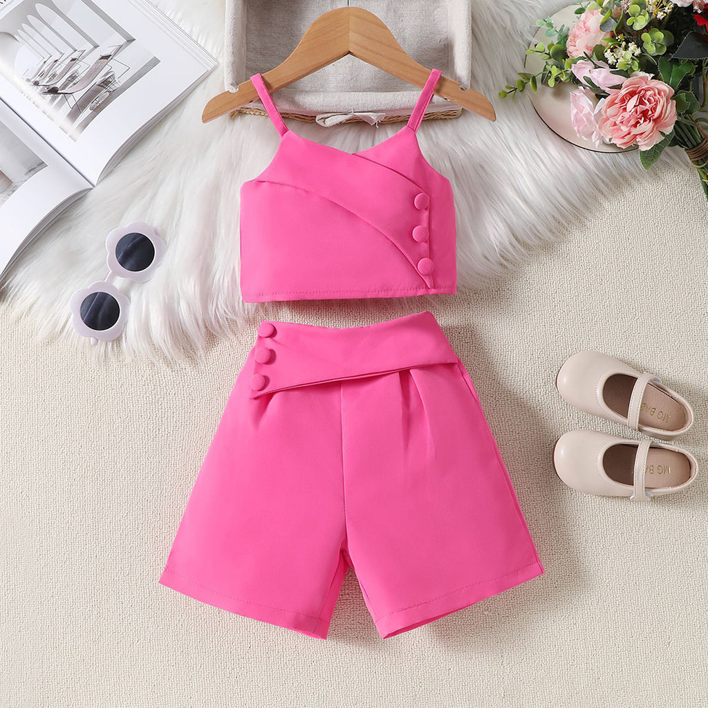 Girls Crop Top with Shorts Set