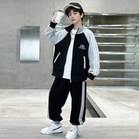 Boys Black Embroidered Sweatshirt With Jogger Sets Sets