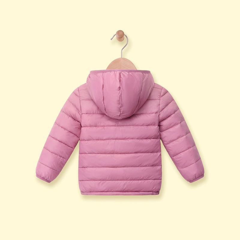 Girls Mauve Hooded Quilted Puffer Jacket Coats & Jackets