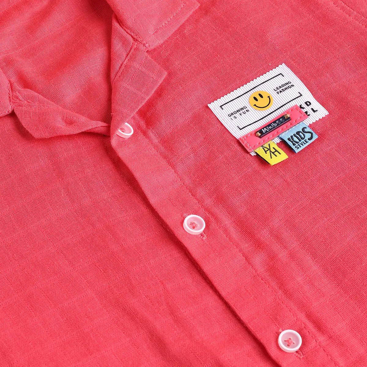 Boys Coral Checked Short Sleeves Shirt With Shorts Sets Sets