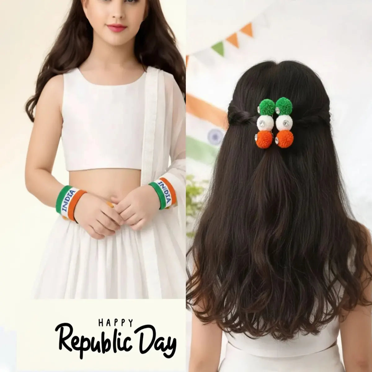 Kids India Republic Day 6-Piece Wristband & Hair Clip Set Trending Accessories