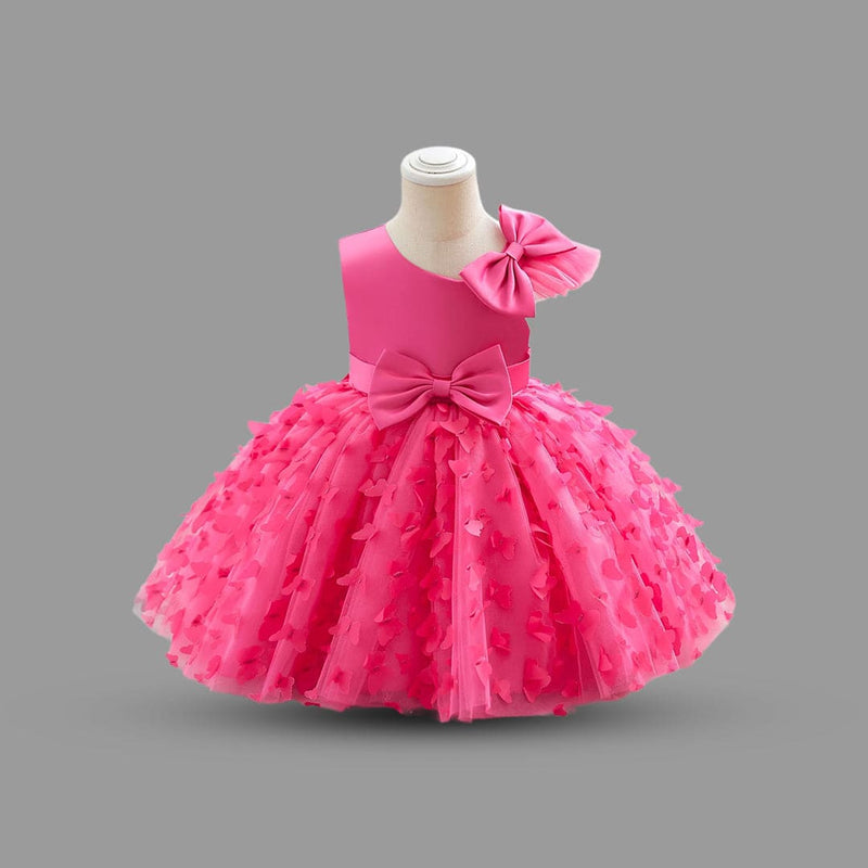 Girls Butterfly Applique Sleeveless Party Dress Party Dresses   