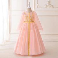 Girls Pink Embroidered Fit & Flare Dress Long Sleeves Casual Dresses Pink 3-4 Y