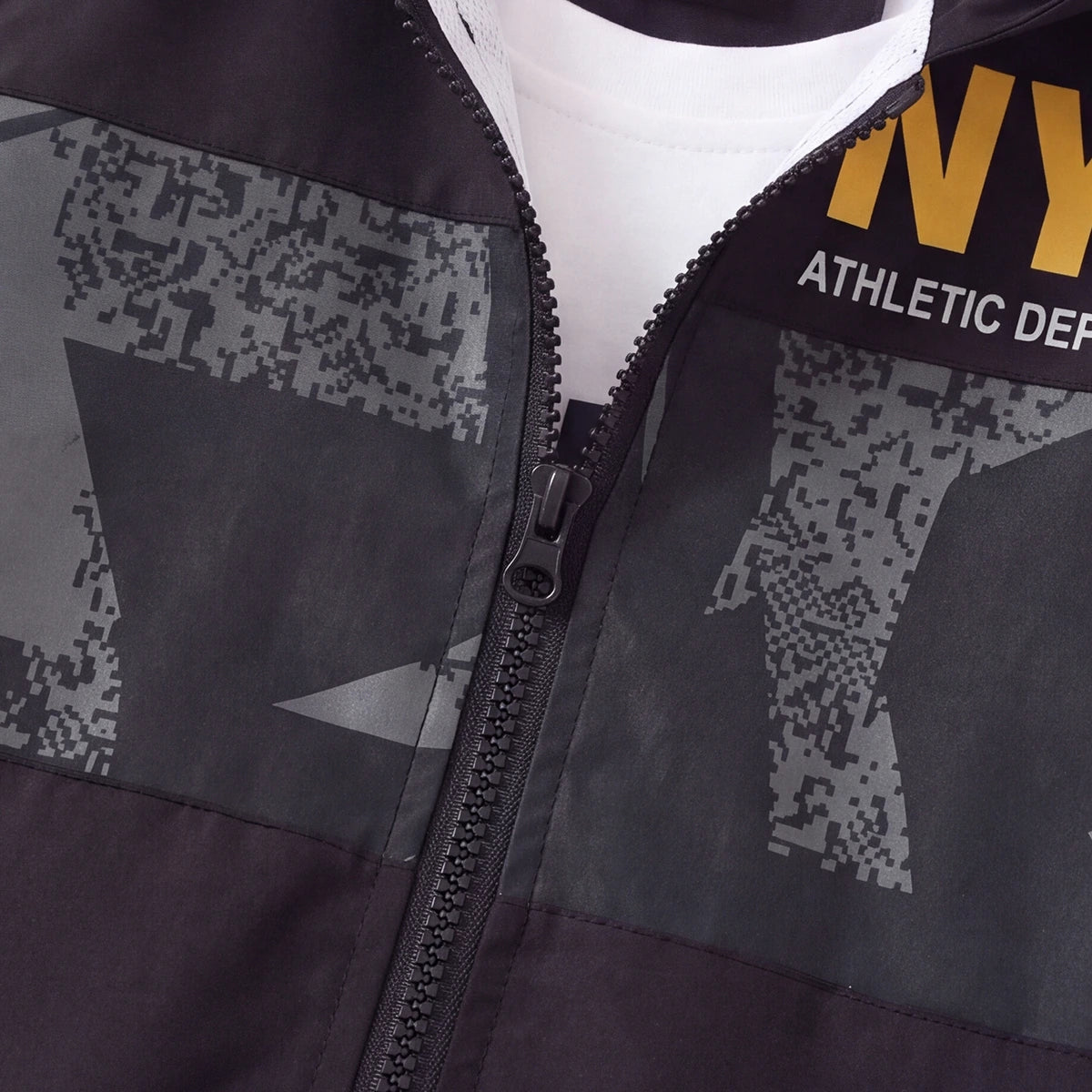 Boys Yellow Letter Printed Front Open Trendy Hooded Jacket Coats & Jackets