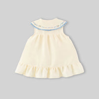 Girls Apricot Embroidered Peter Pan Collar A-Line Dress Casual Dresses